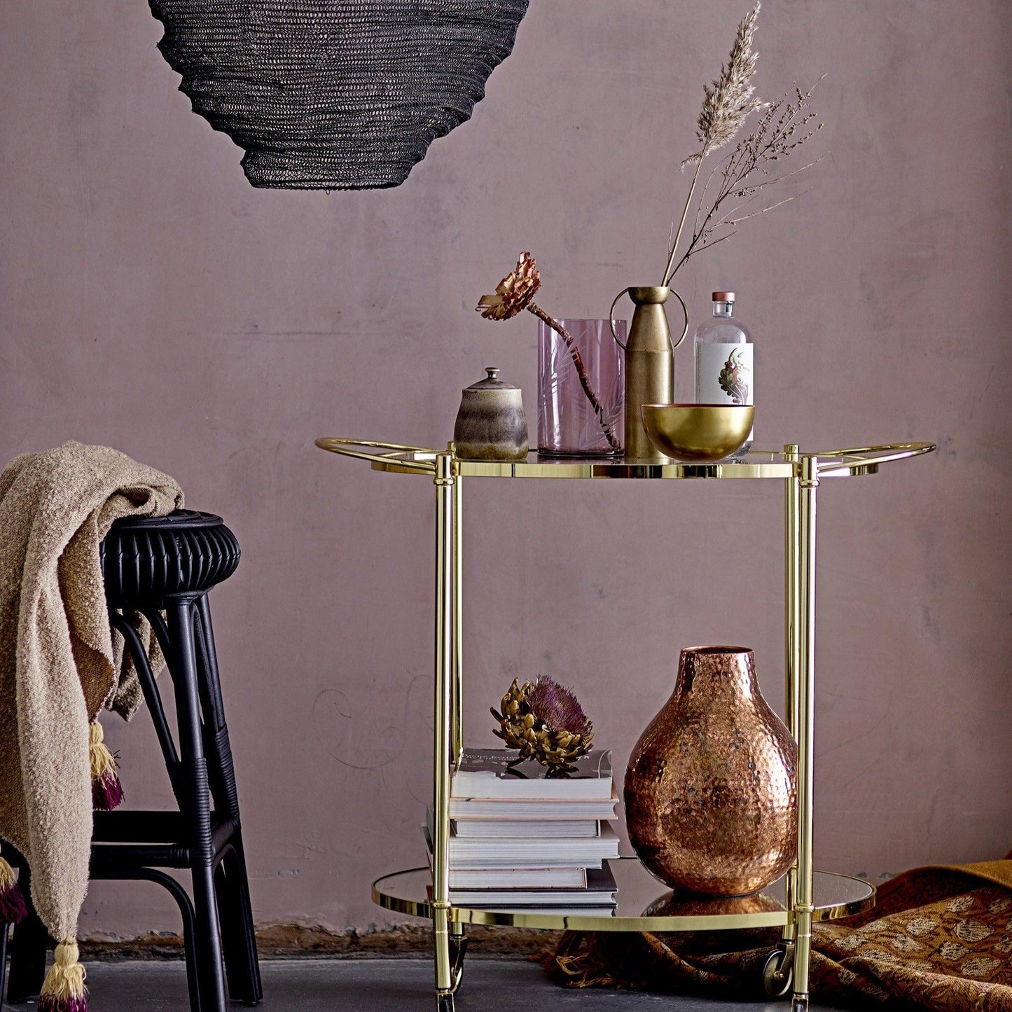 Gold Iron Tea Cart