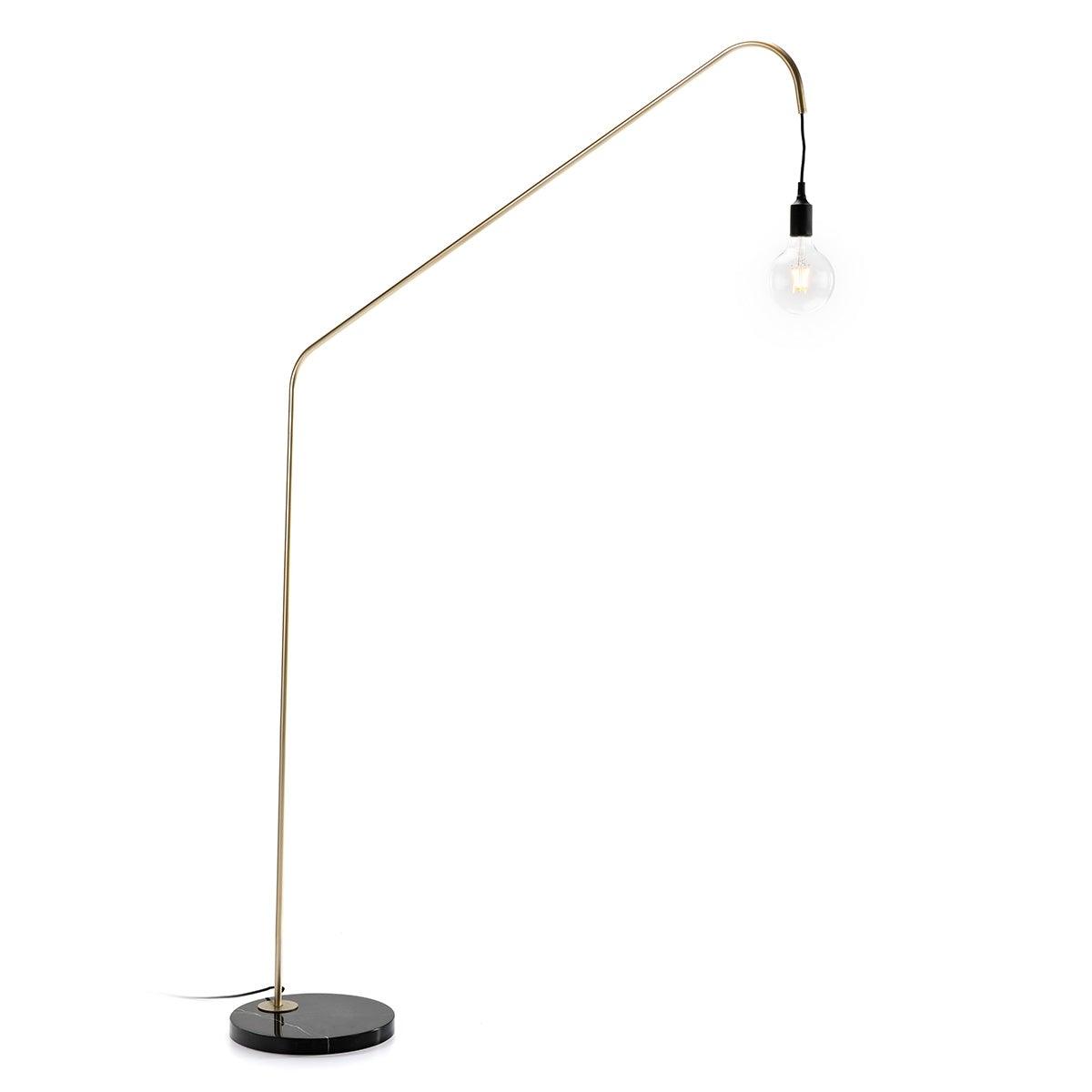 Gold Metal Floor Lamp W/Marble