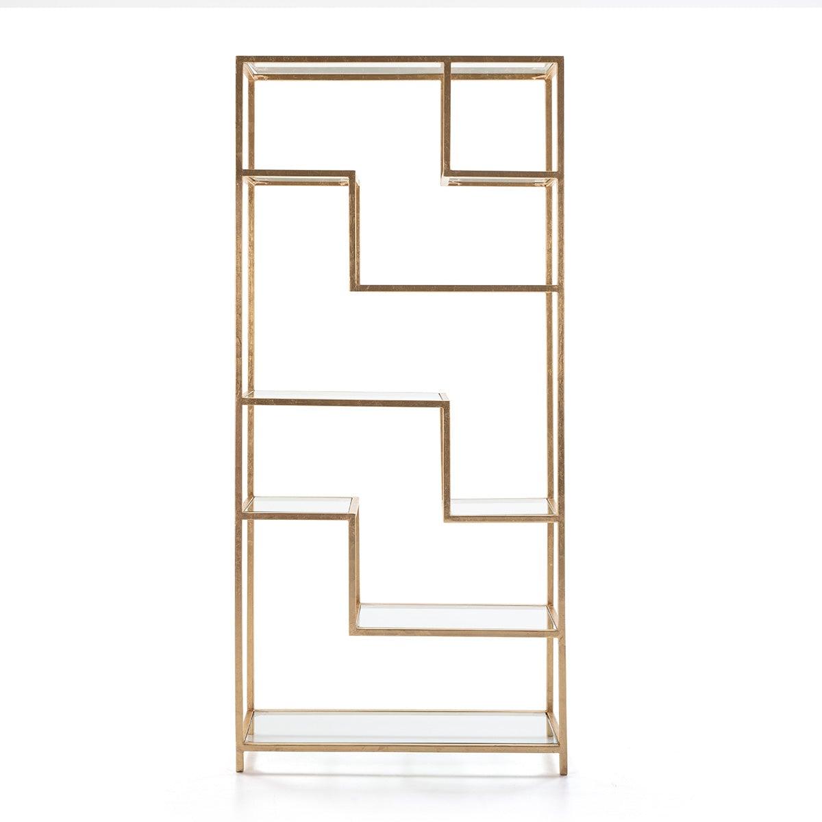 Gold Metal Shelf W/Glass