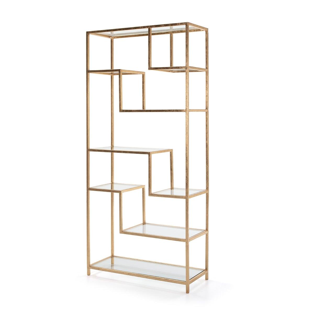 Gold Metal Shelf W/Glass