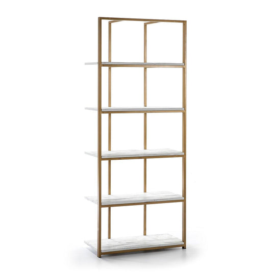 Gold Metal Shelf W/White Shelves