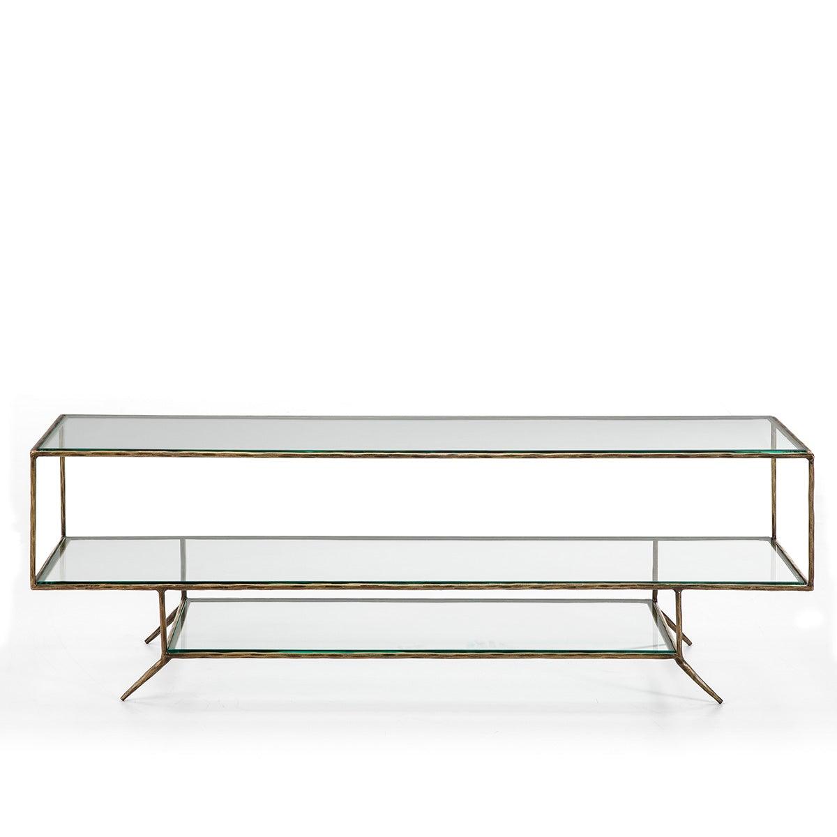 Gold Metal TV Cabinet W/Glass