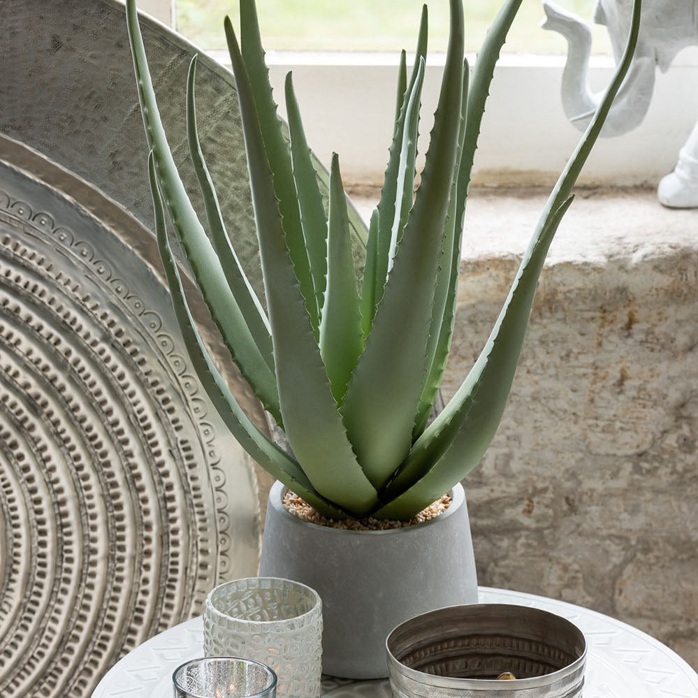 Green PVC Aloe W/ Flower Pot