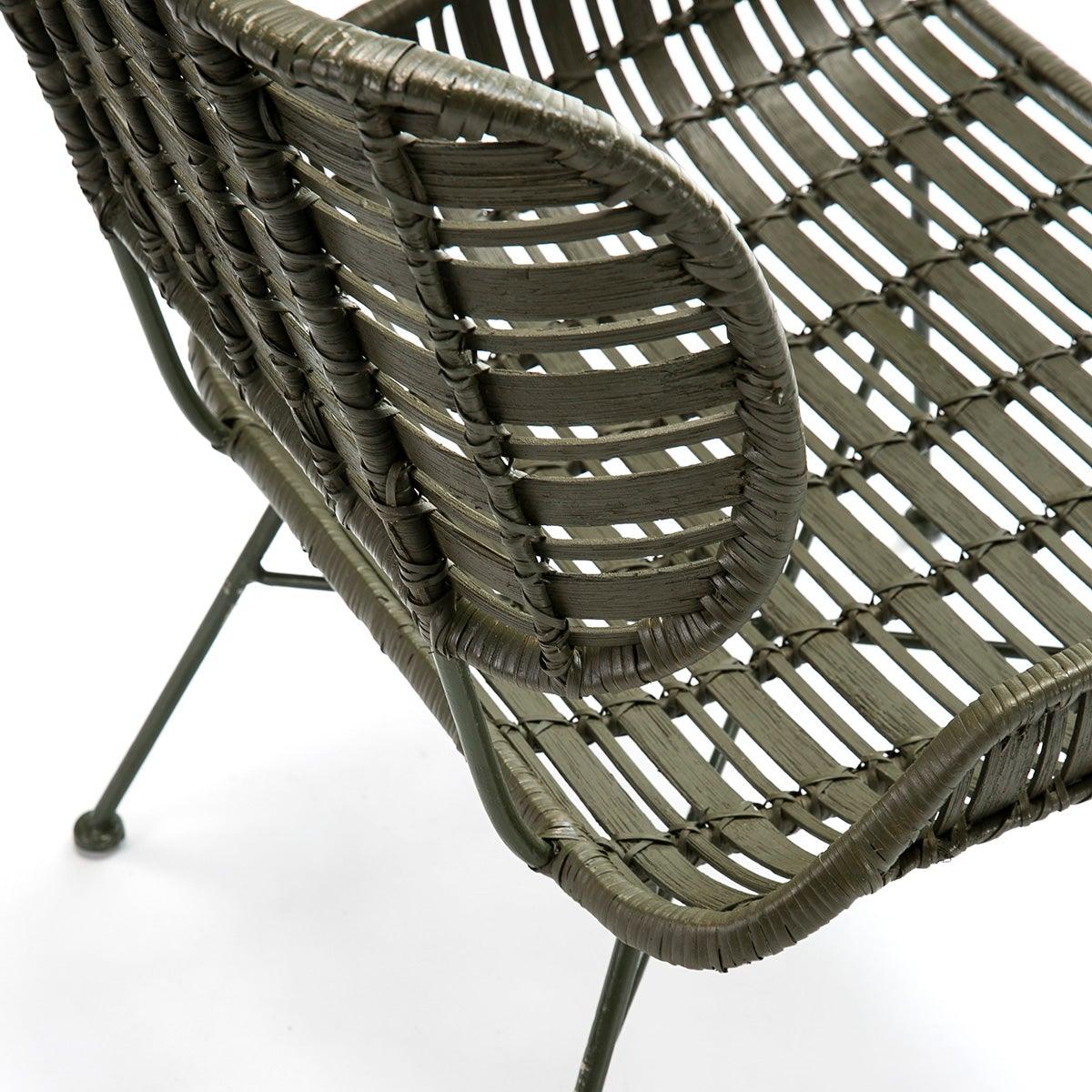 Green Rattan Armchair W/Metal