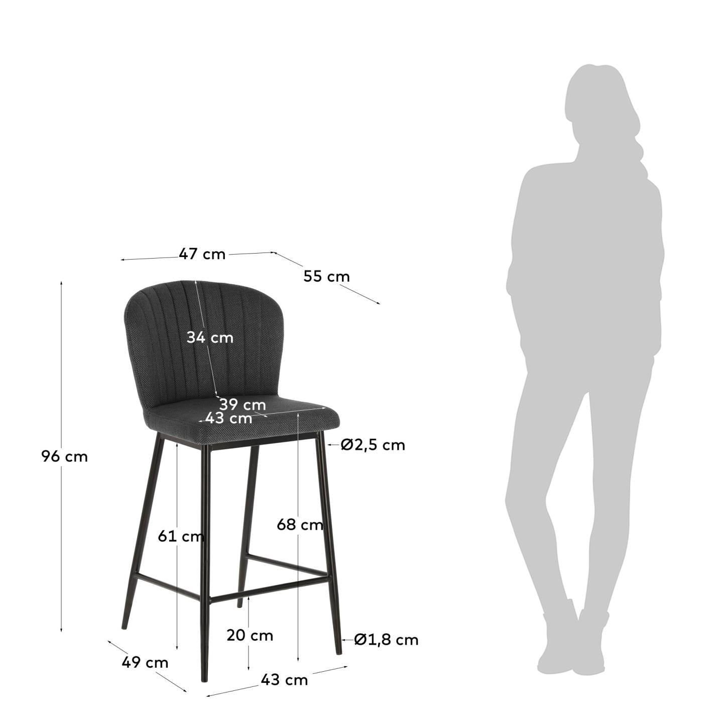 Grey Fabric Barstool