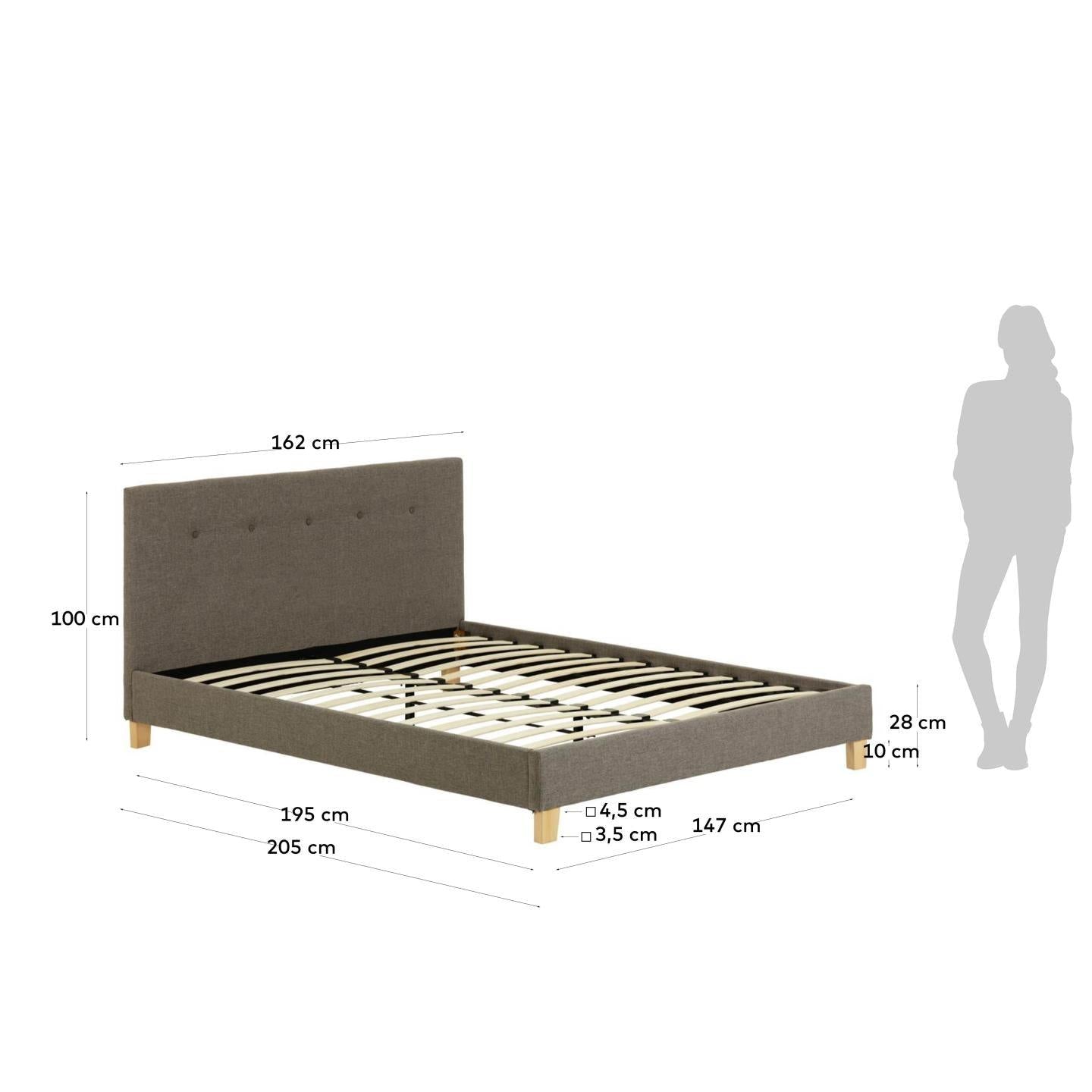 Grey Fabric Dlouble Bed