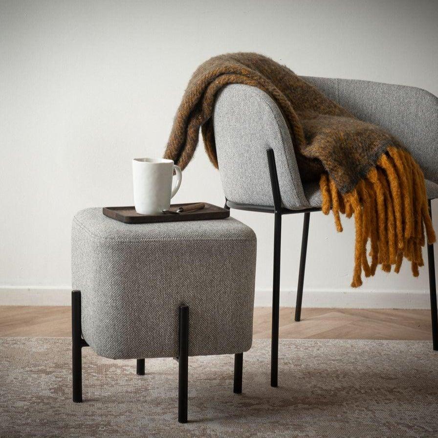 Grey Fabric Pouf