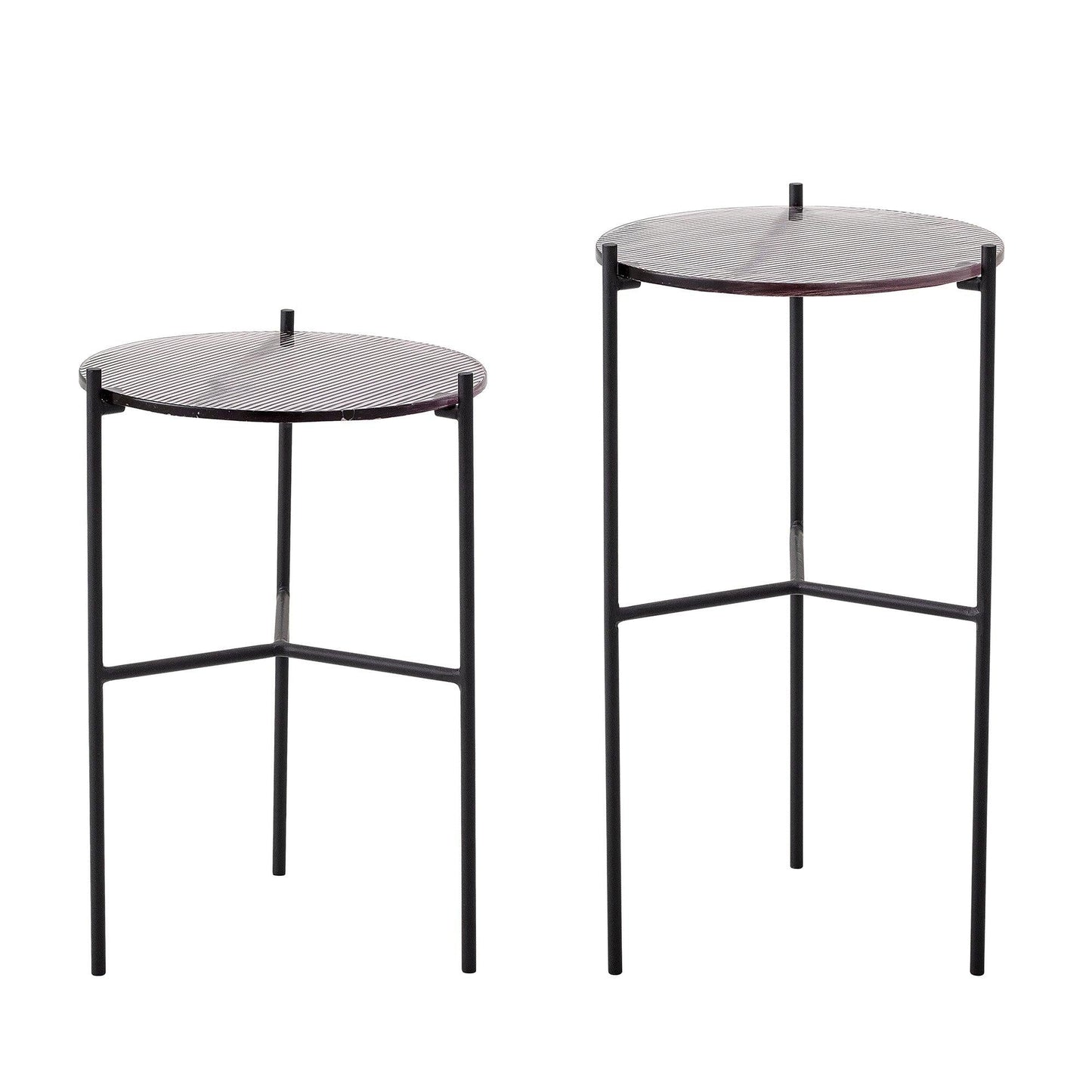Grey Glass Side Table Set (x2)
