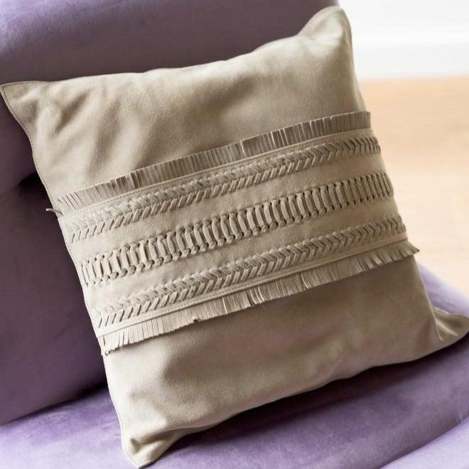 Grey Leather Pillow