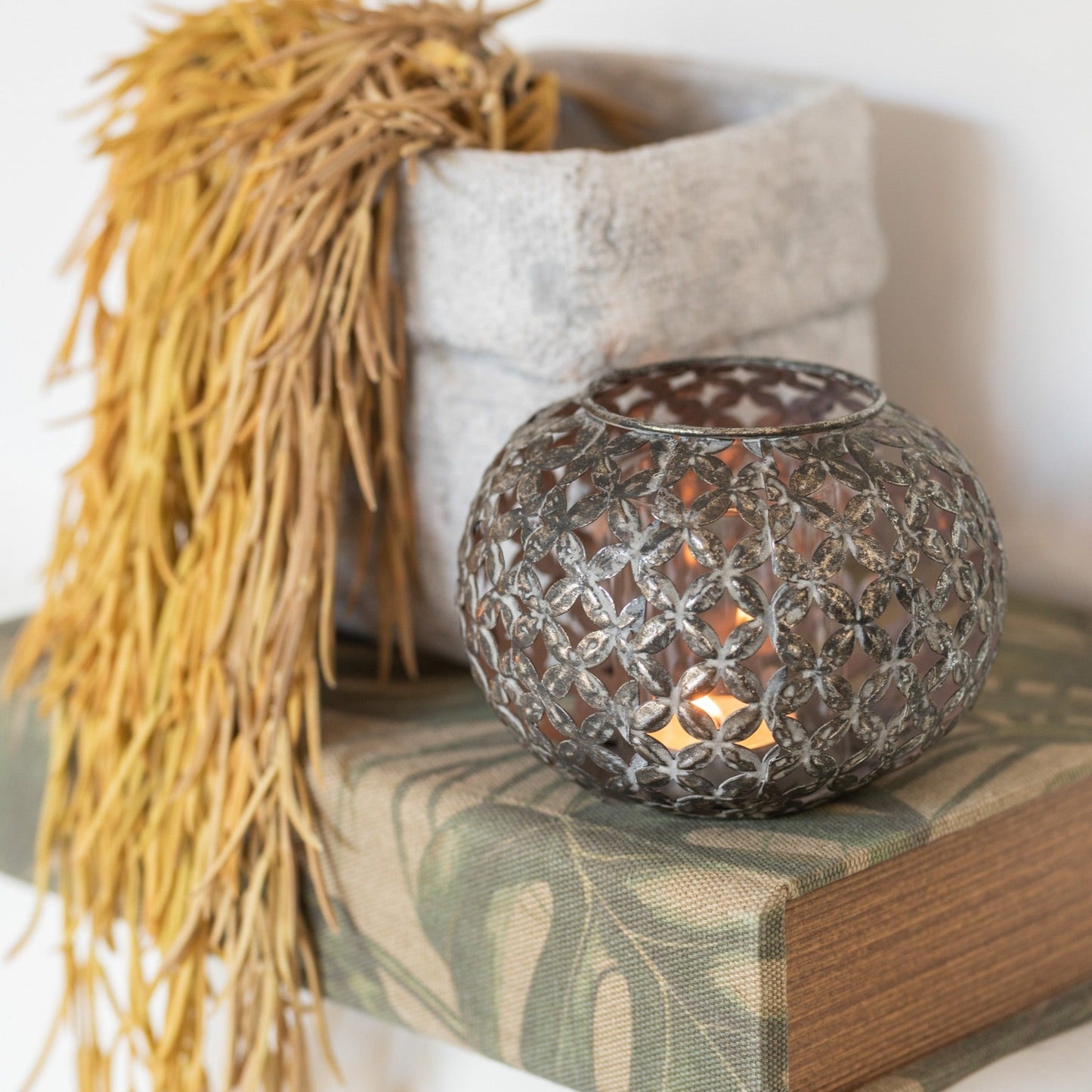 Grey Metal Tealight Holder