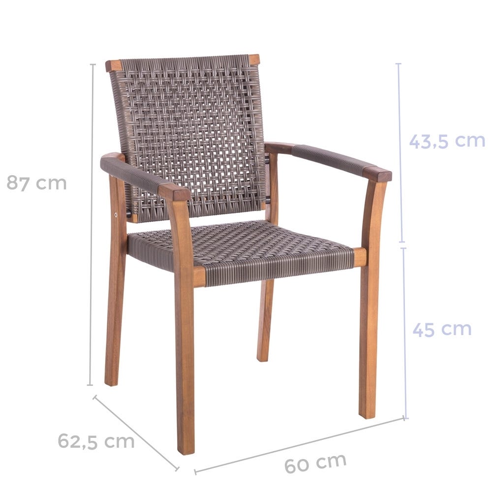 Grey Rattan Chair W/ Arms