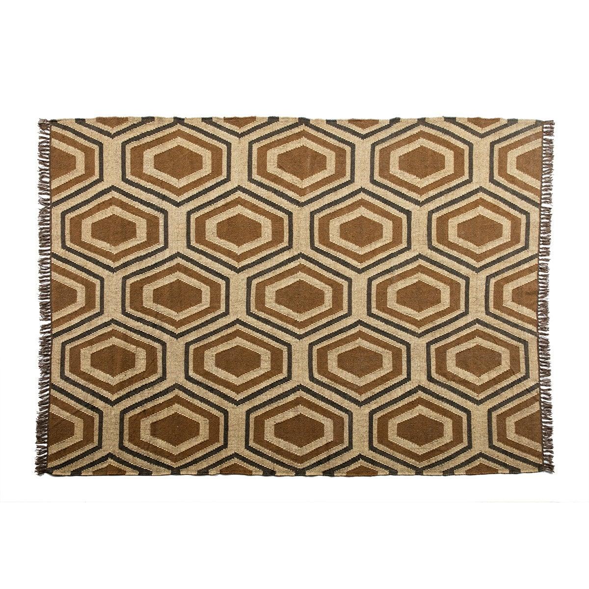 Hexagon Jute Carpet W/Wool