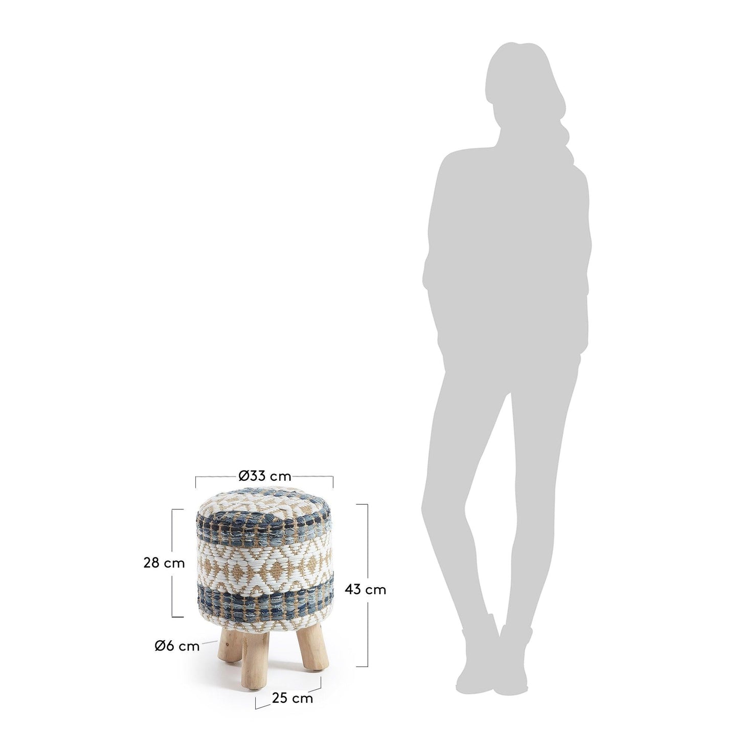 Jute Stool W/Wooden Legs