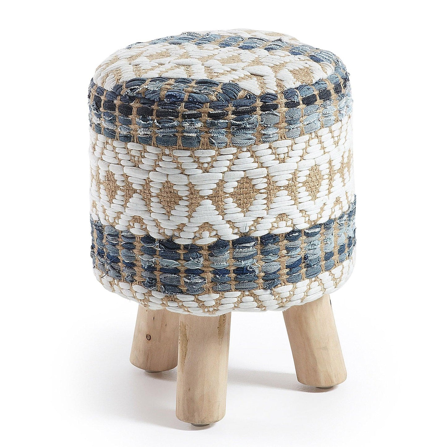 Jute Stool W/Wooden Legs
