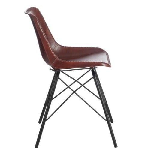 Leather Chair W/Metal Legs