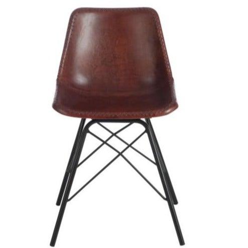 Leather Chair W/Metal Legs