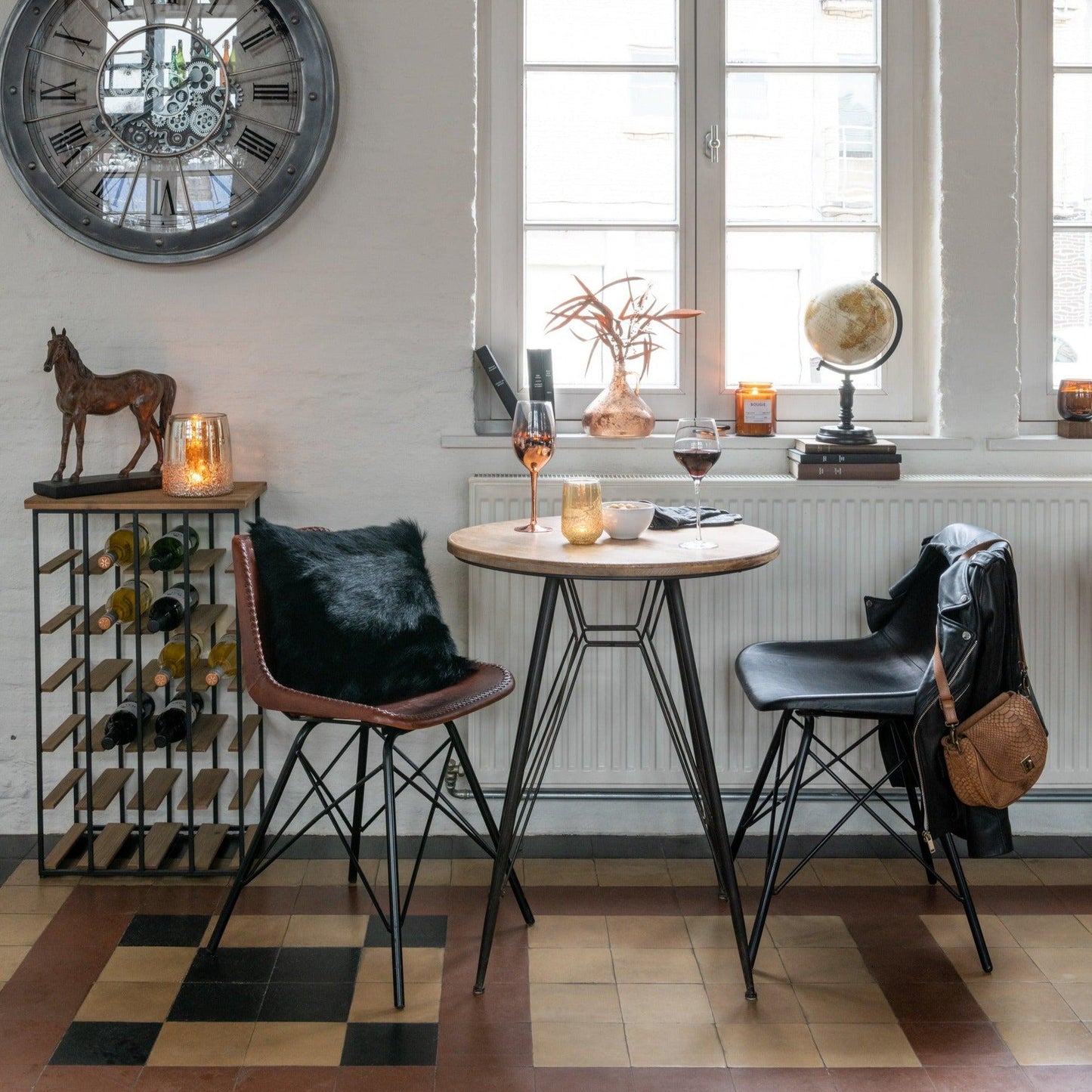 Leather Chair W/Metal Legs