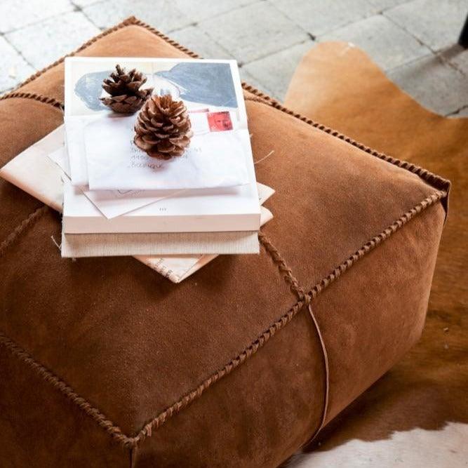 Leather Square Pouf