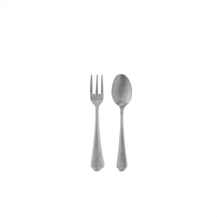 Matte Stainless Iron Salad Cutlery Set (x2)