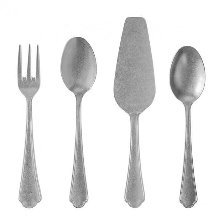 Matte Stainless Iron Serving Cutlery Set (x4)