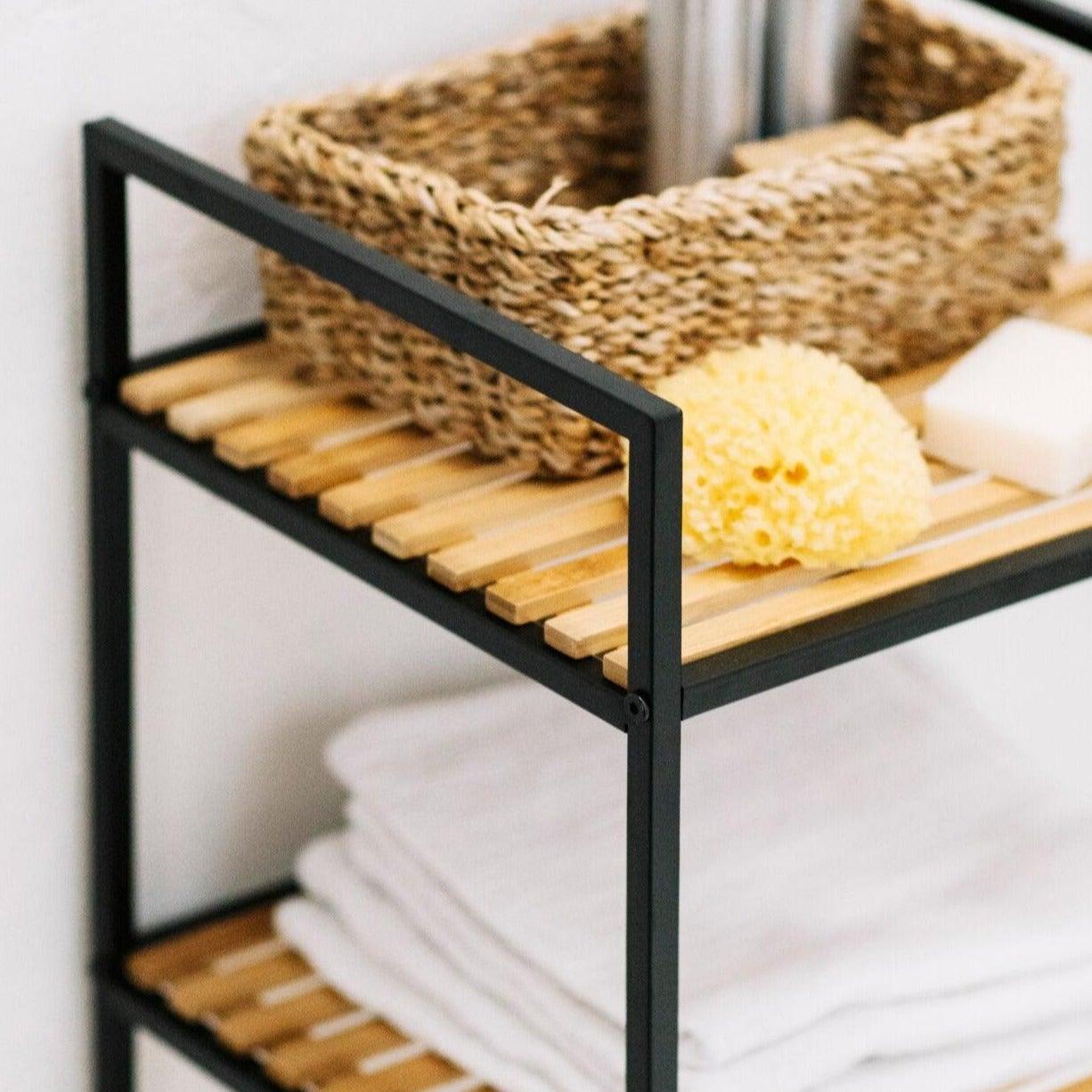 Metal Shelf W/Bamboo