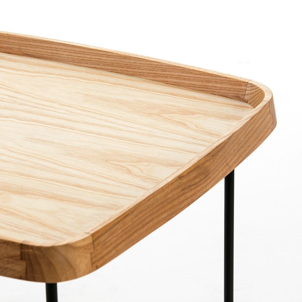 Nature Wood Side Table W/Metal