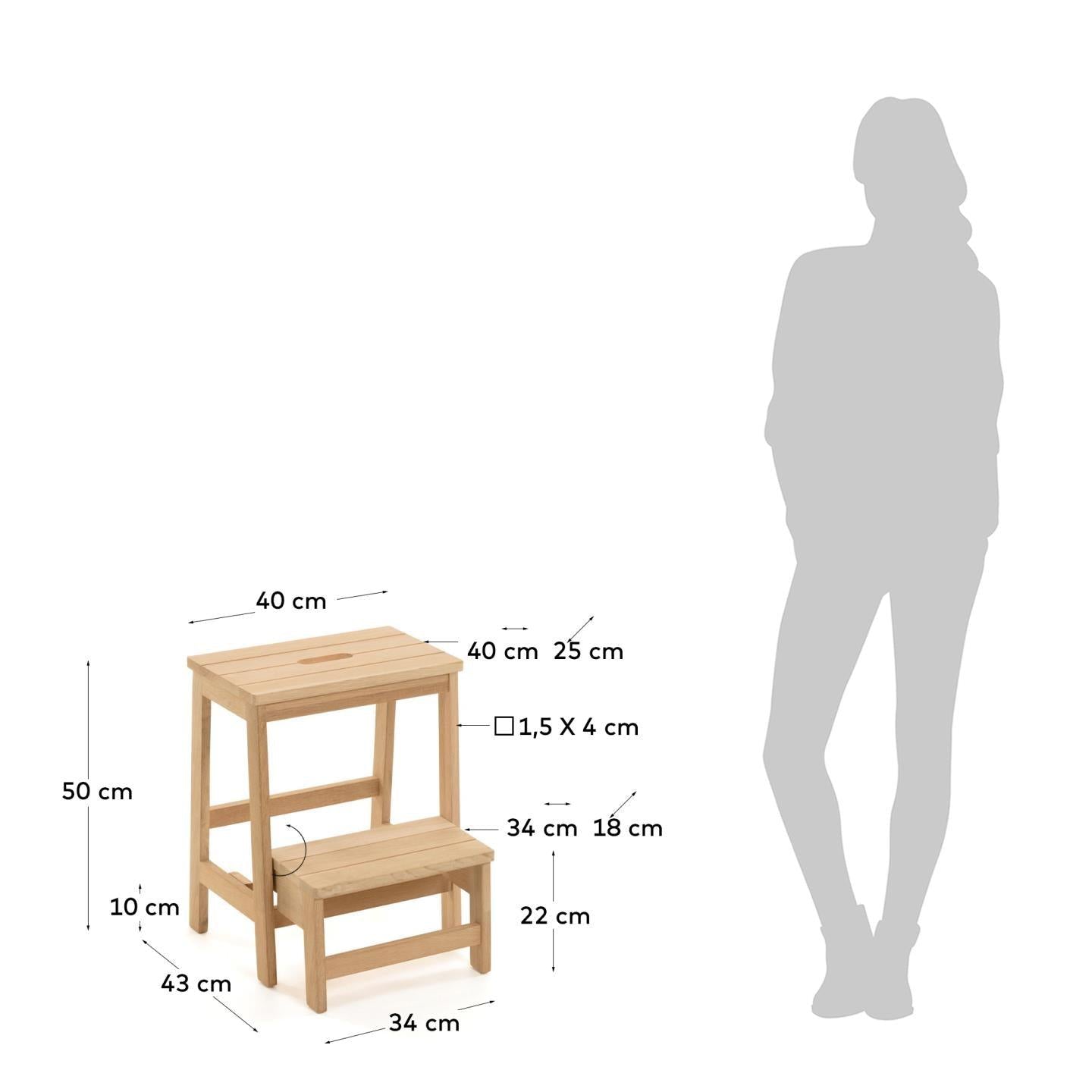 Nature Wood Stair Stool W/ 2 Steps