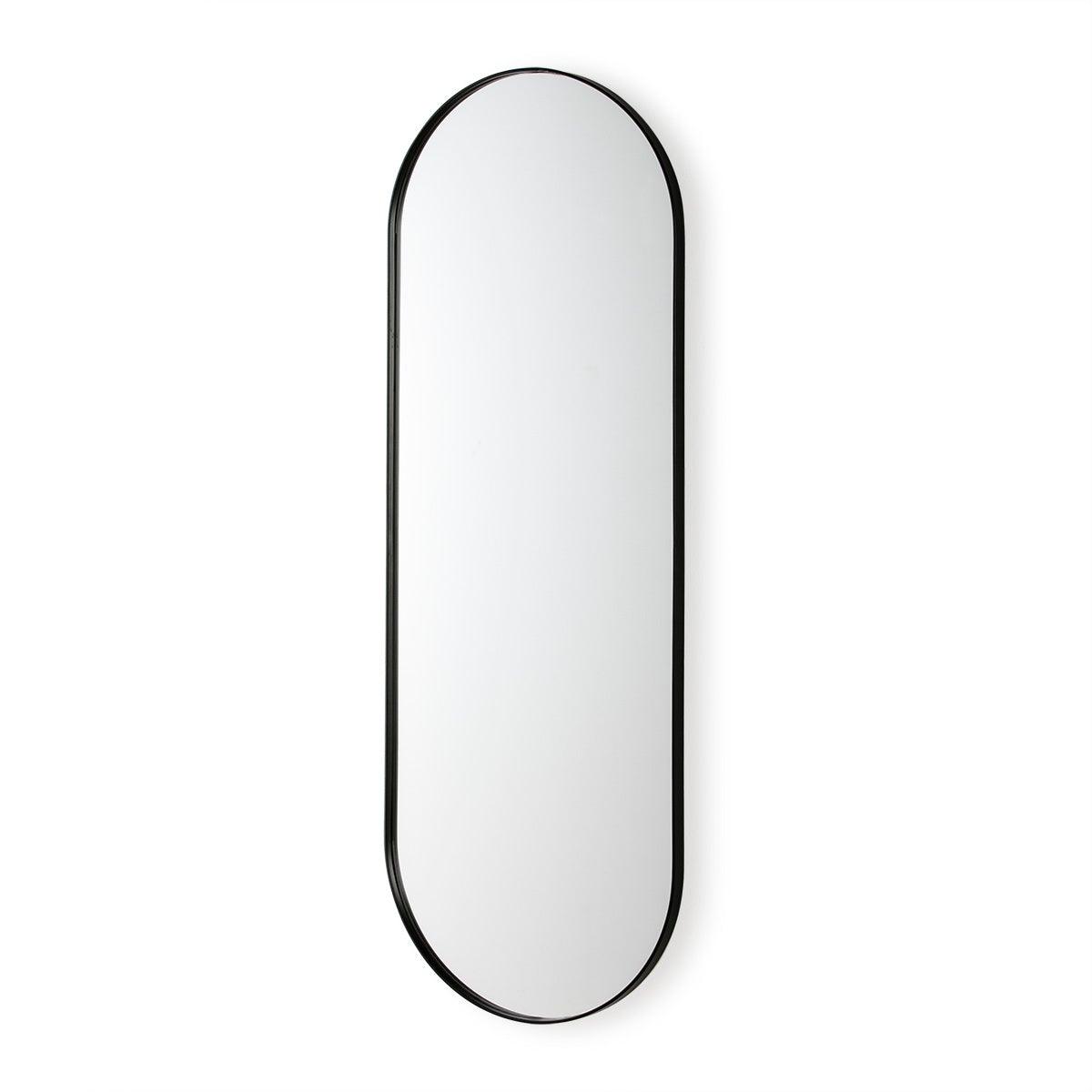 Oval Black Metal Mirror
