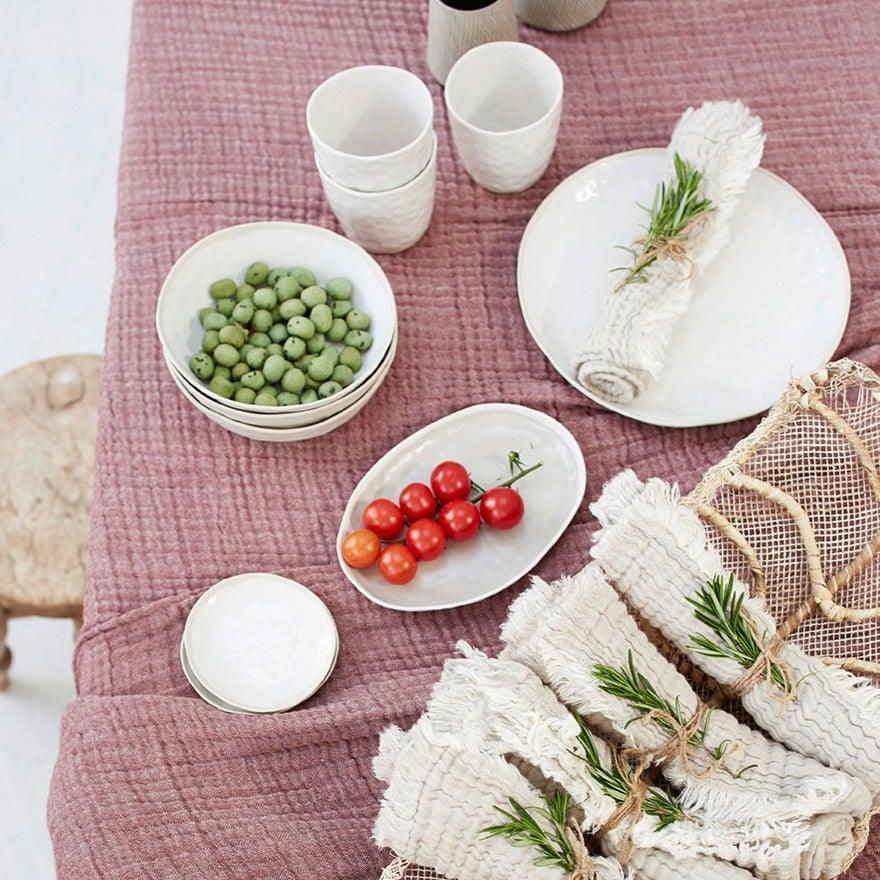 Oval Ceramic Plate Set (x8)