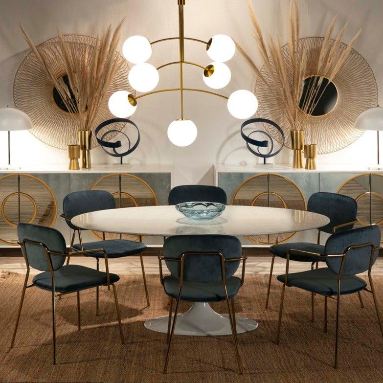 Oval White Marble Dining Table