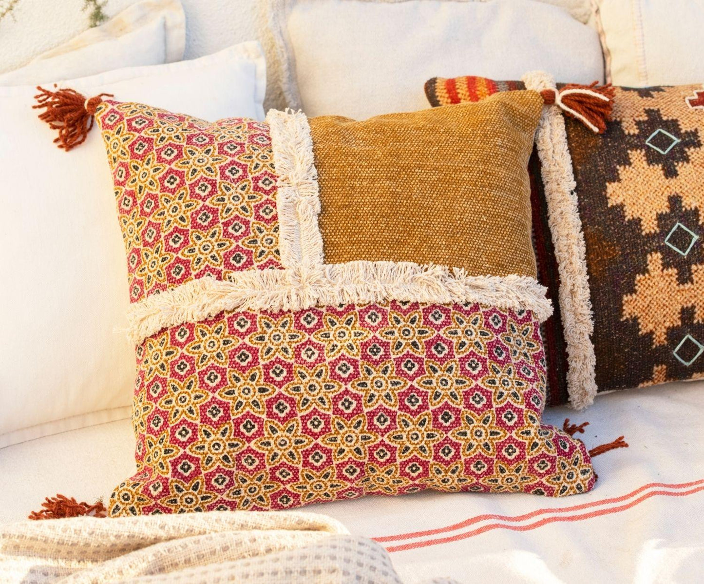 Pompom Cotton Pillow W/ Filler