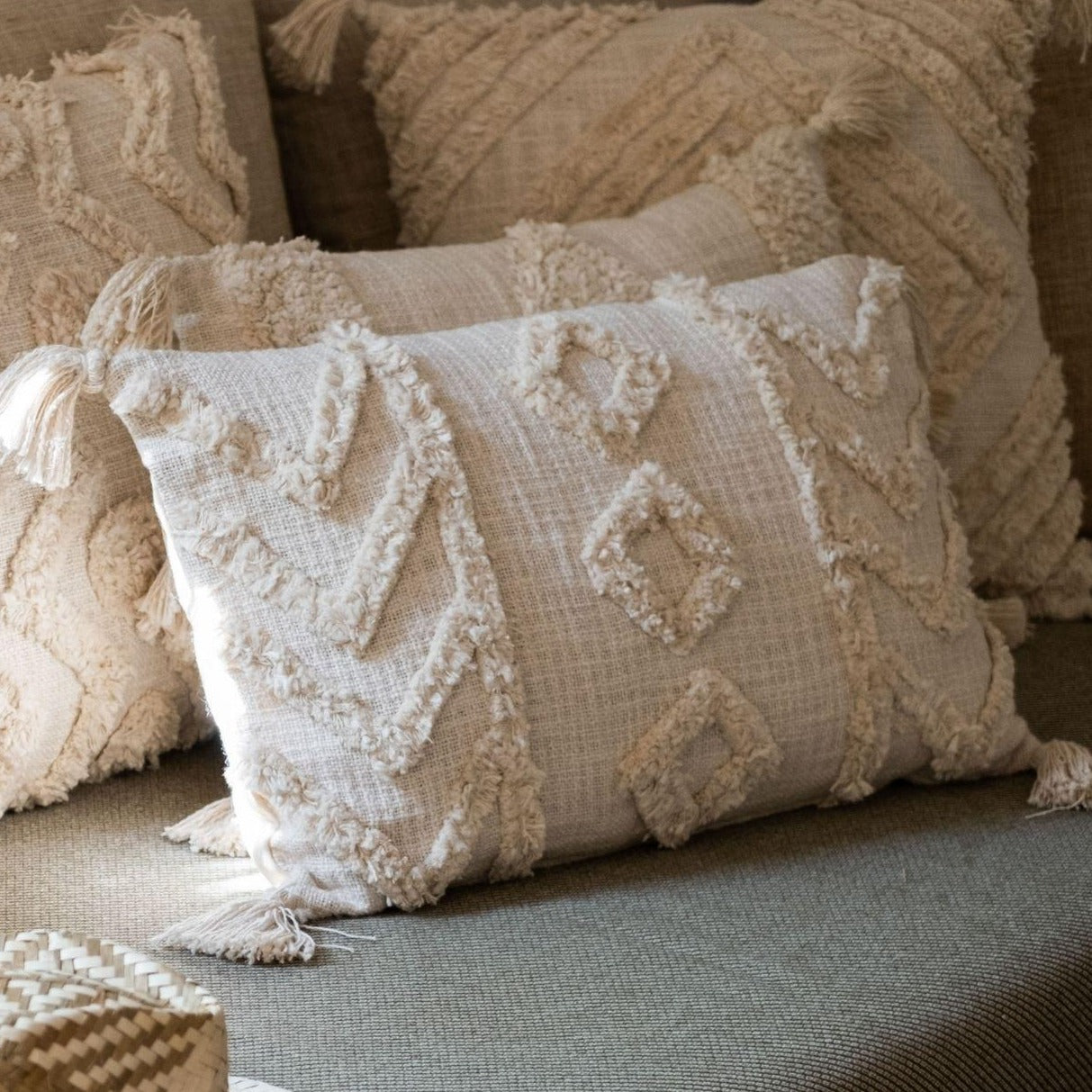 Rectangular Pompom Cotton Pillow
