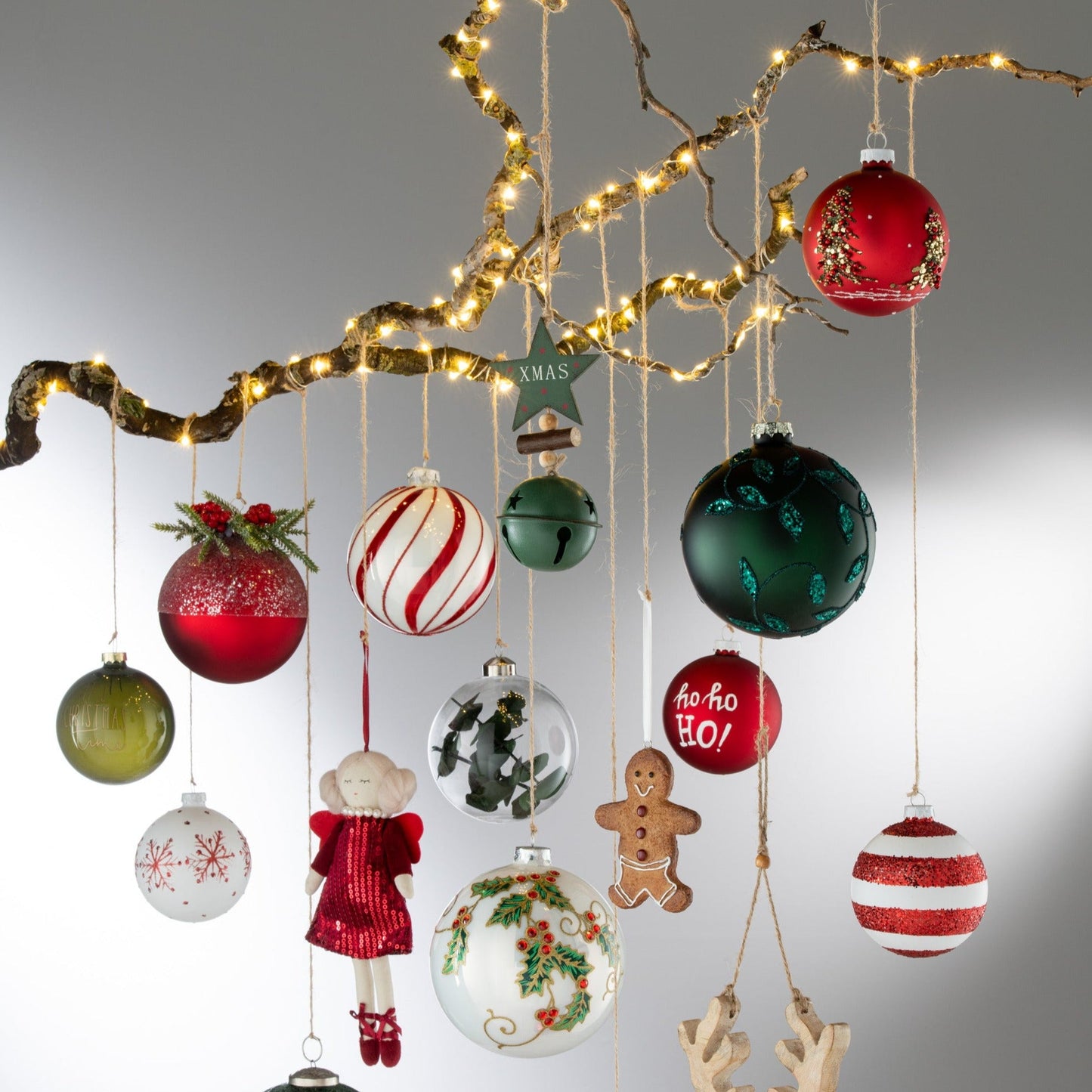 Red Glass Christmas Baubles Set (x4)