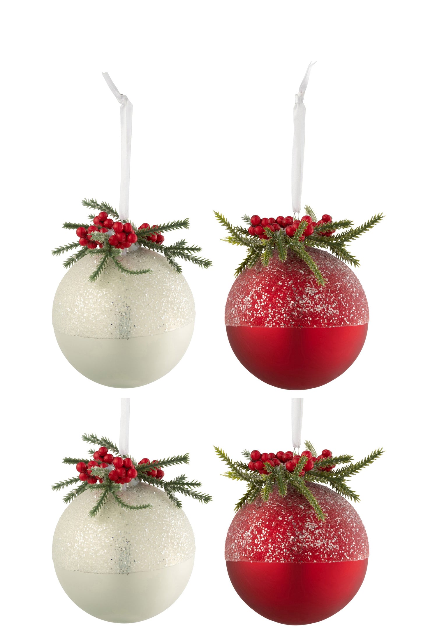 Red Glass Christmas Baubles Set (x4)