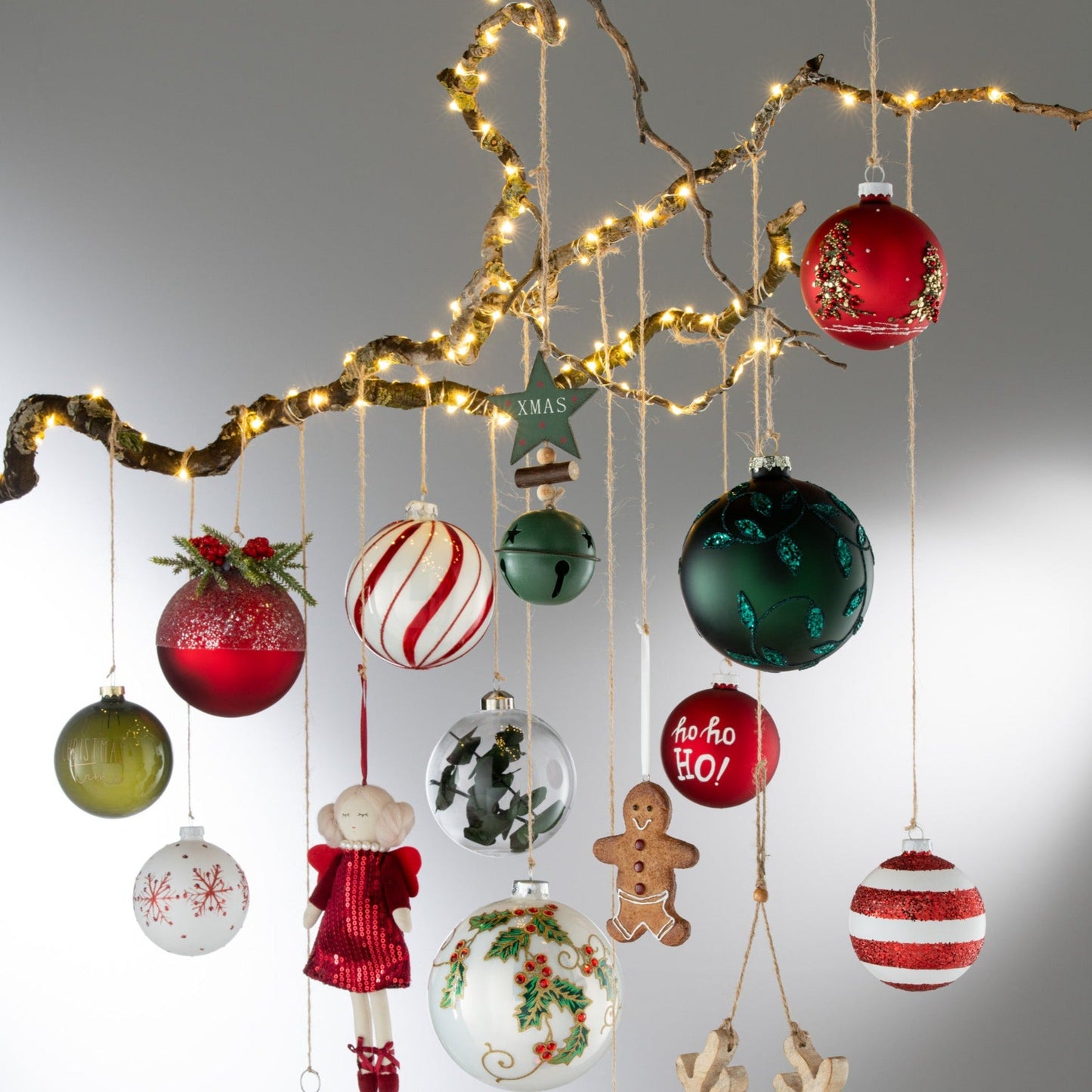 Red Glass Christmas Baubles Set (x4)