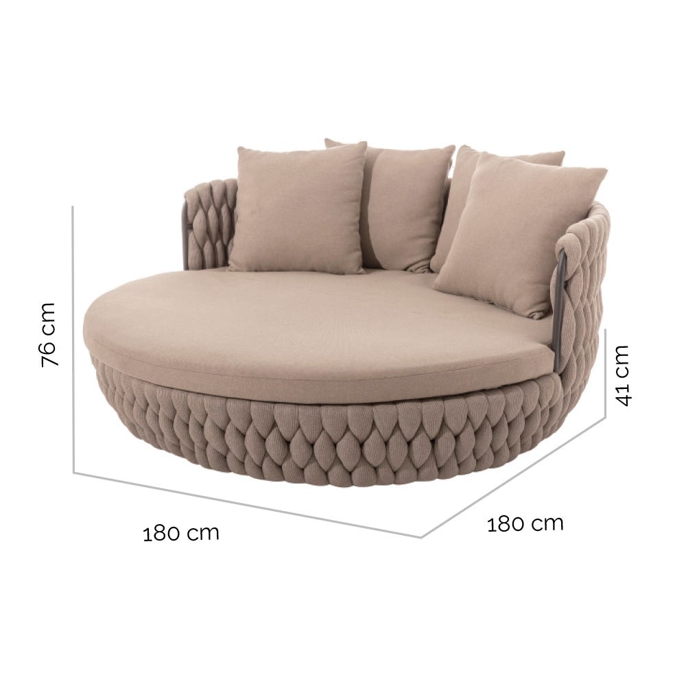 Round Beige Fabric Sofa