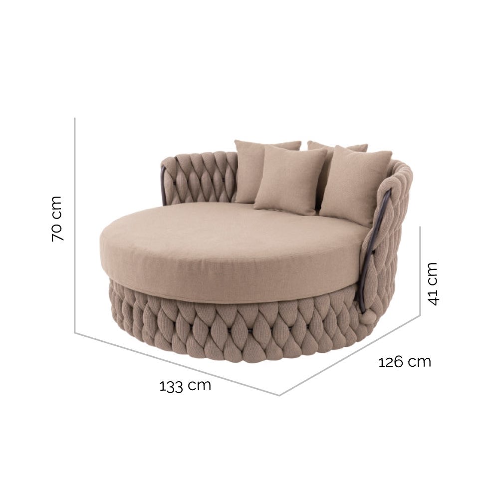 Round Beige Fabric Sofa