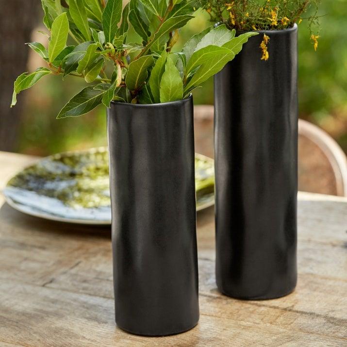 Round Black Ceramic Vase