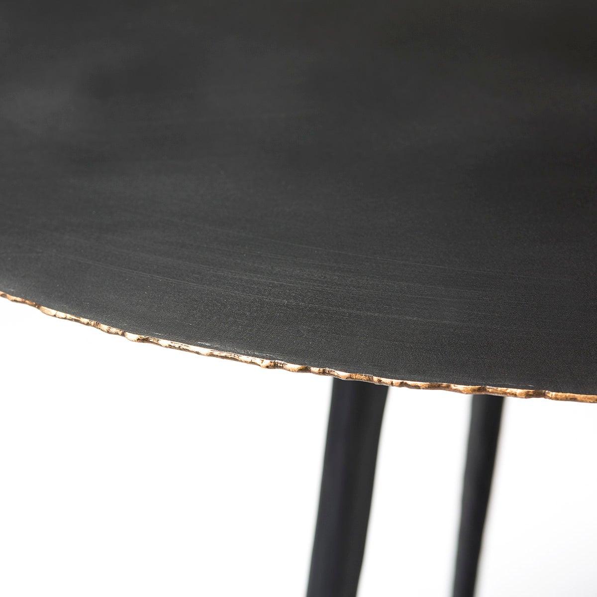 Round Black Metal Dining Table W/Gold