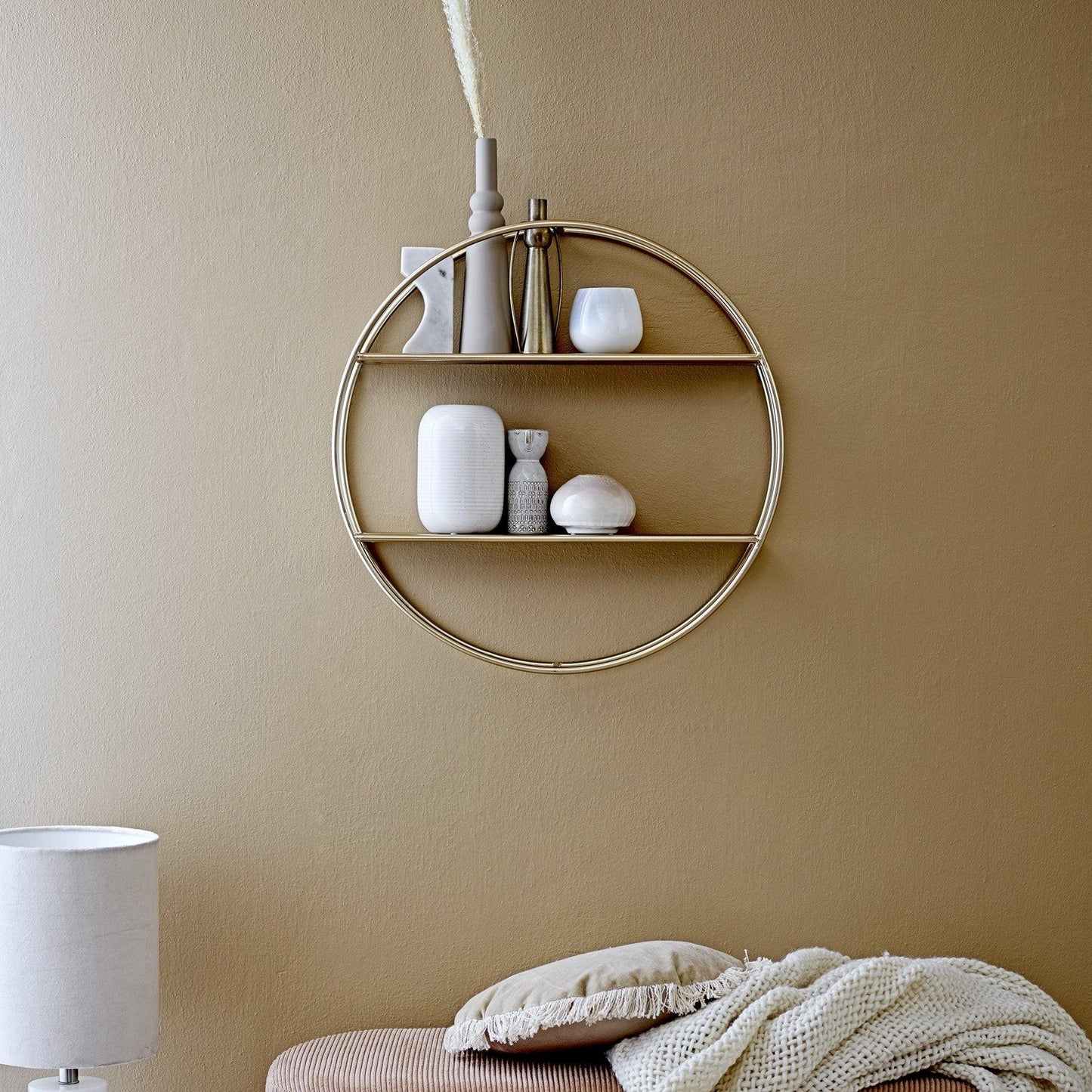 Round Gold Metal Wall Shelf