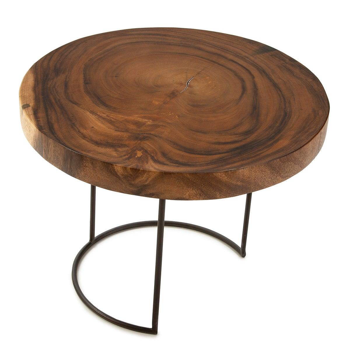 Round Nature Wood Side Table