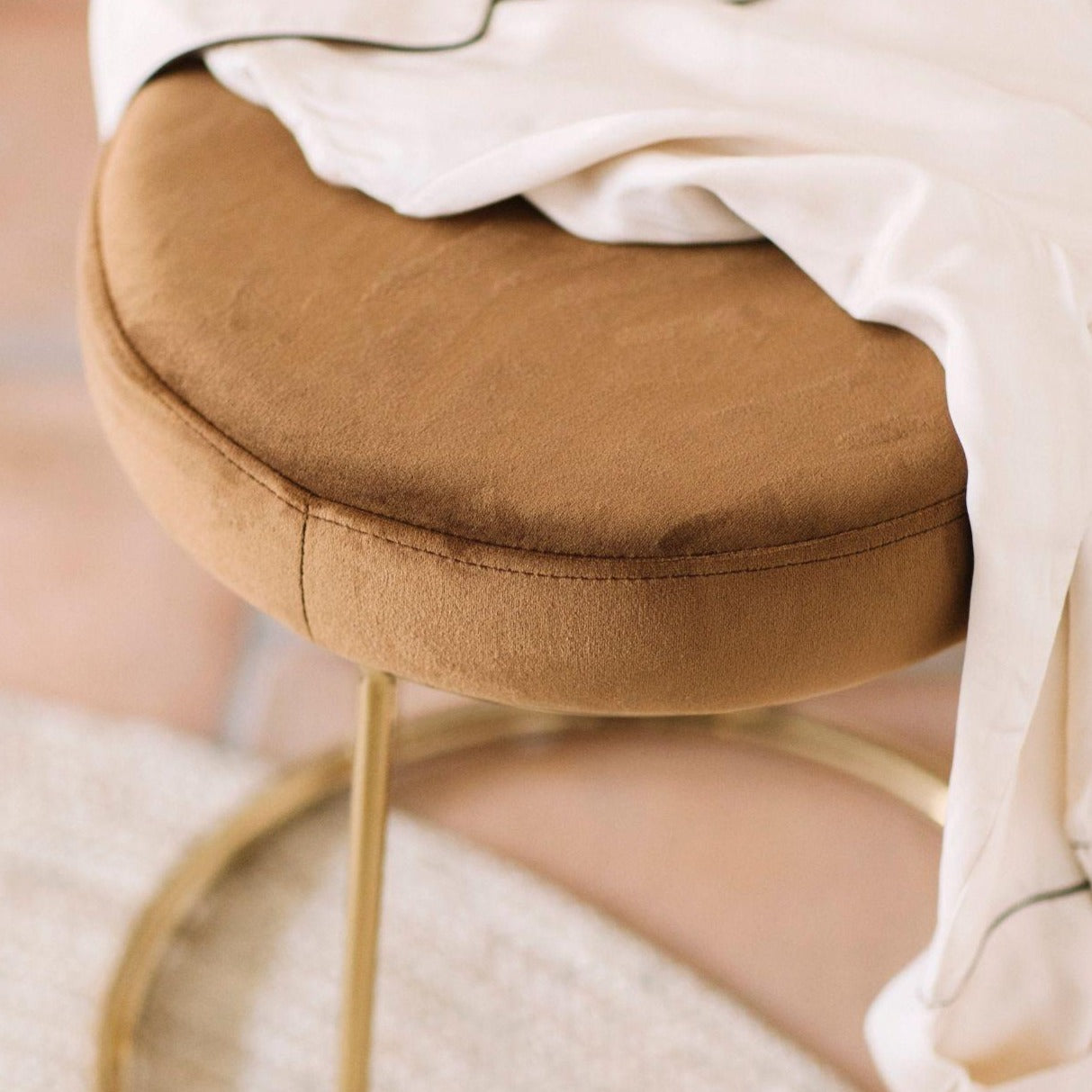 Round Velour Stool