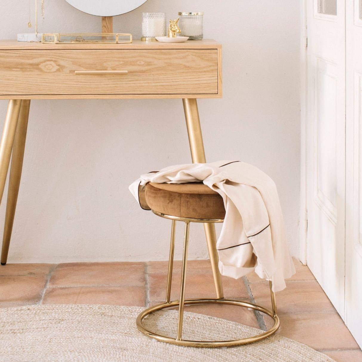 Round Velour Stool