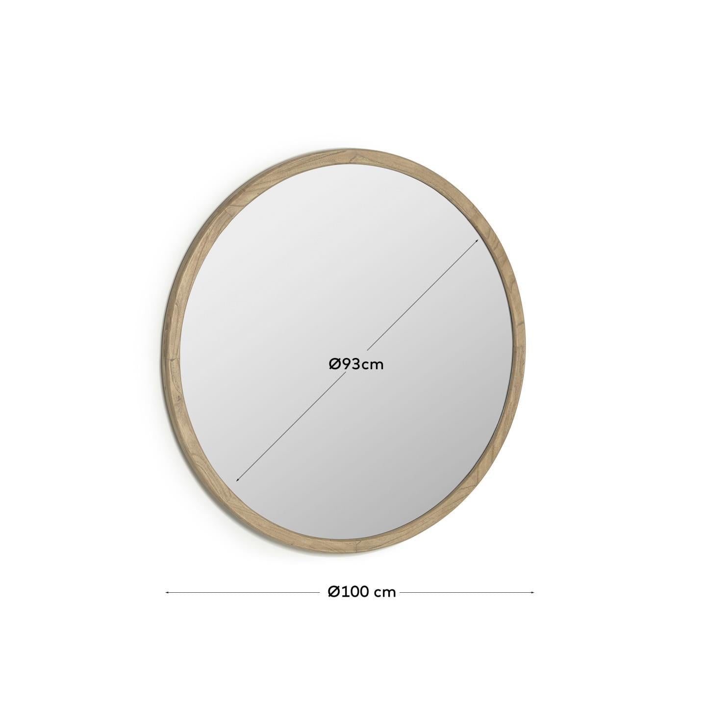 Round Wood Mirror