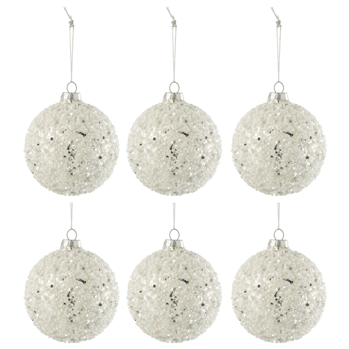 Silver Glass Christmas Baubles Set (x6)