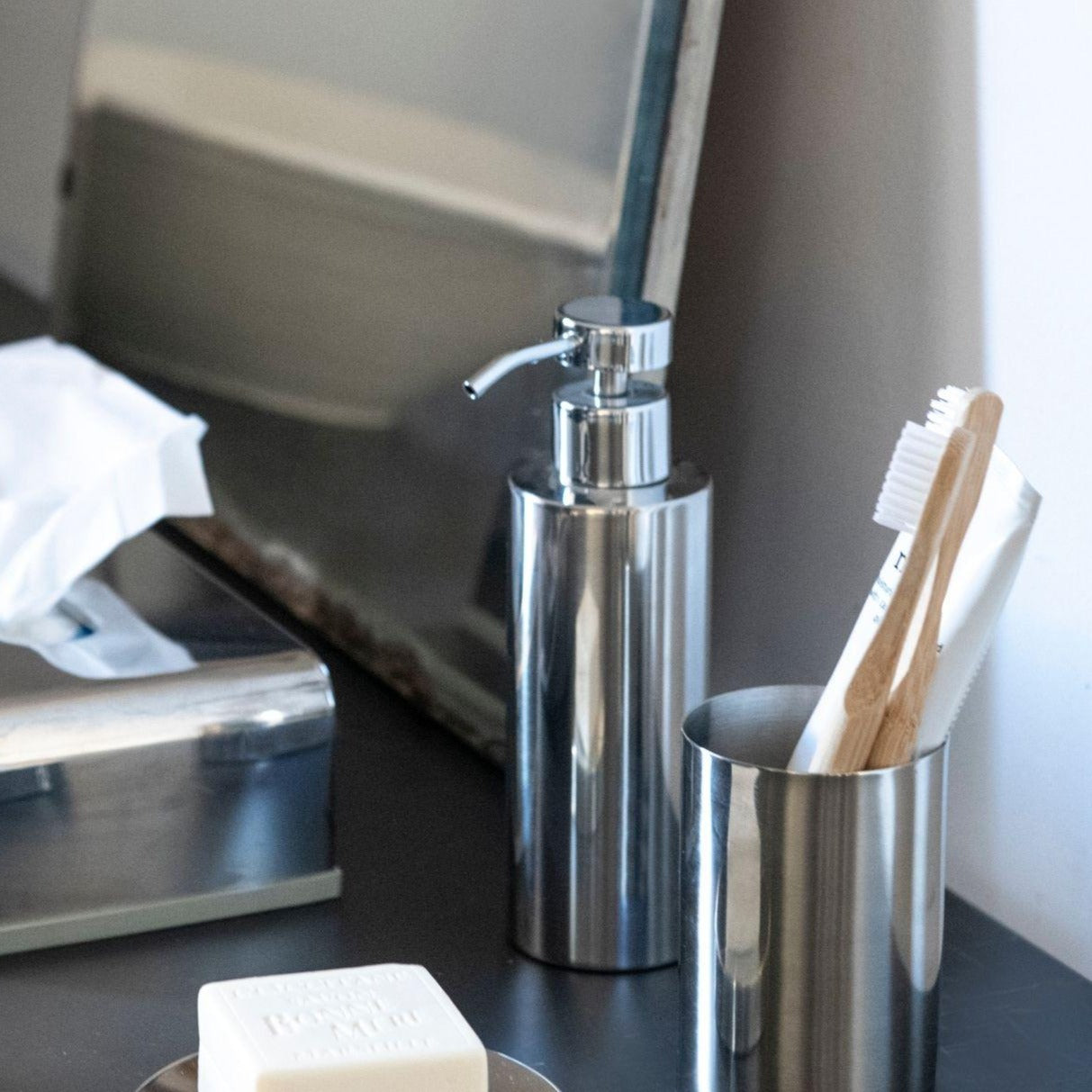 Silver Iron Soap Dispenser