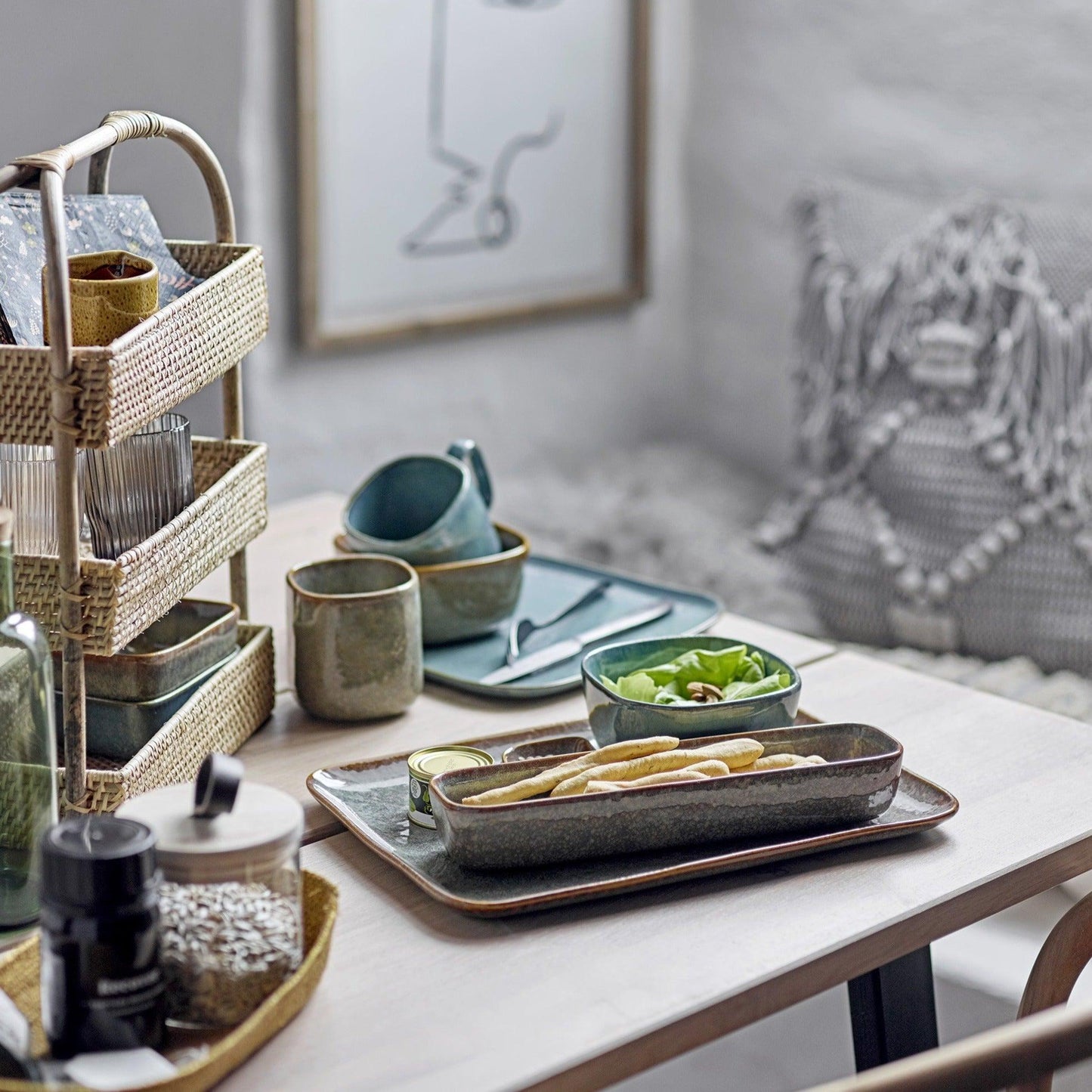 Square Green Ceramic Plate Set (x6)