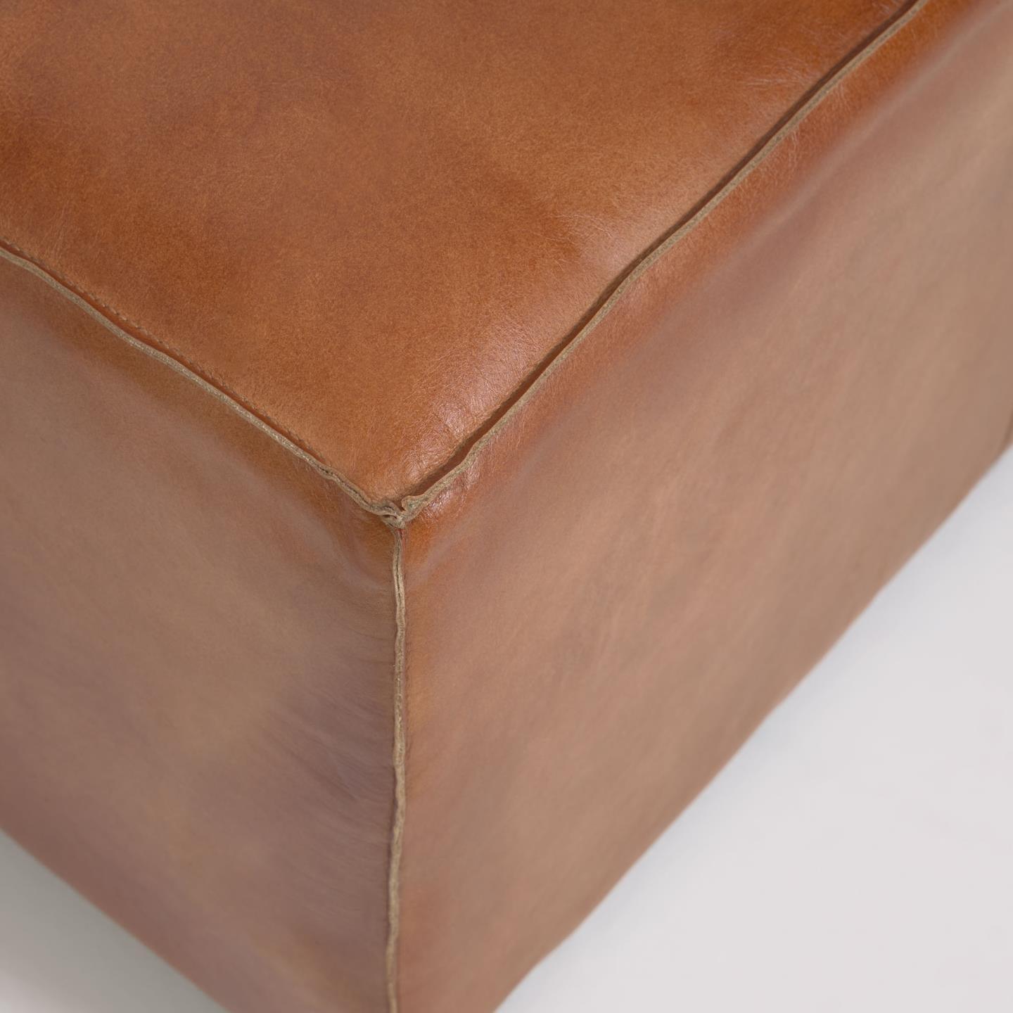 Square Leather Pouf