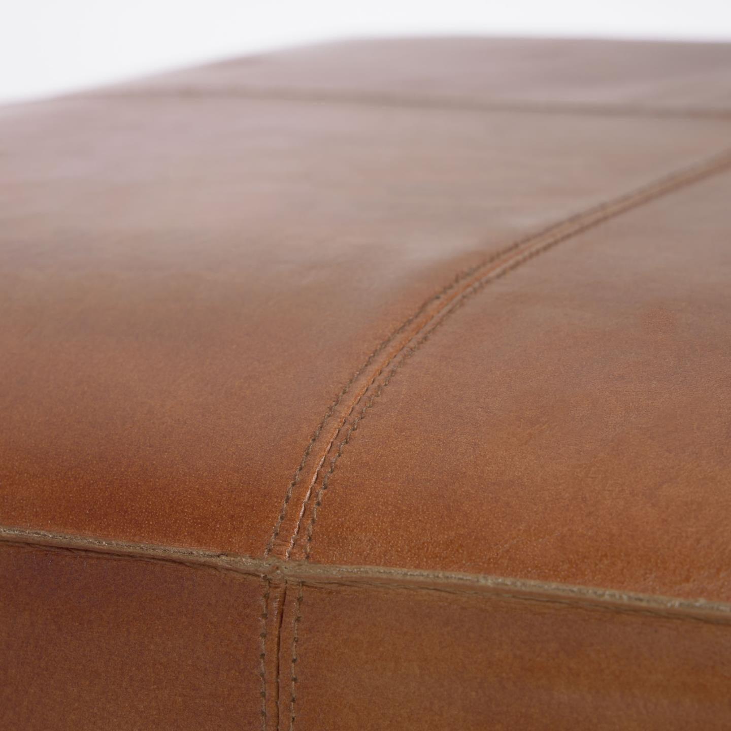 Square Leather Pouf