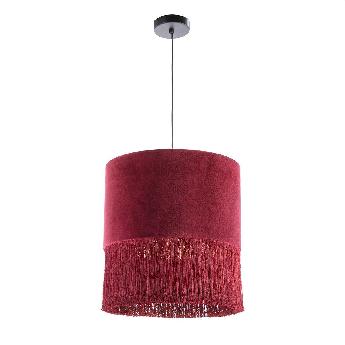 Velour Ceiling Lamp W/Fringe